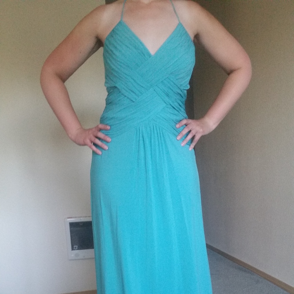 Laundry By Shelli Segal Turquoise Halter Gown